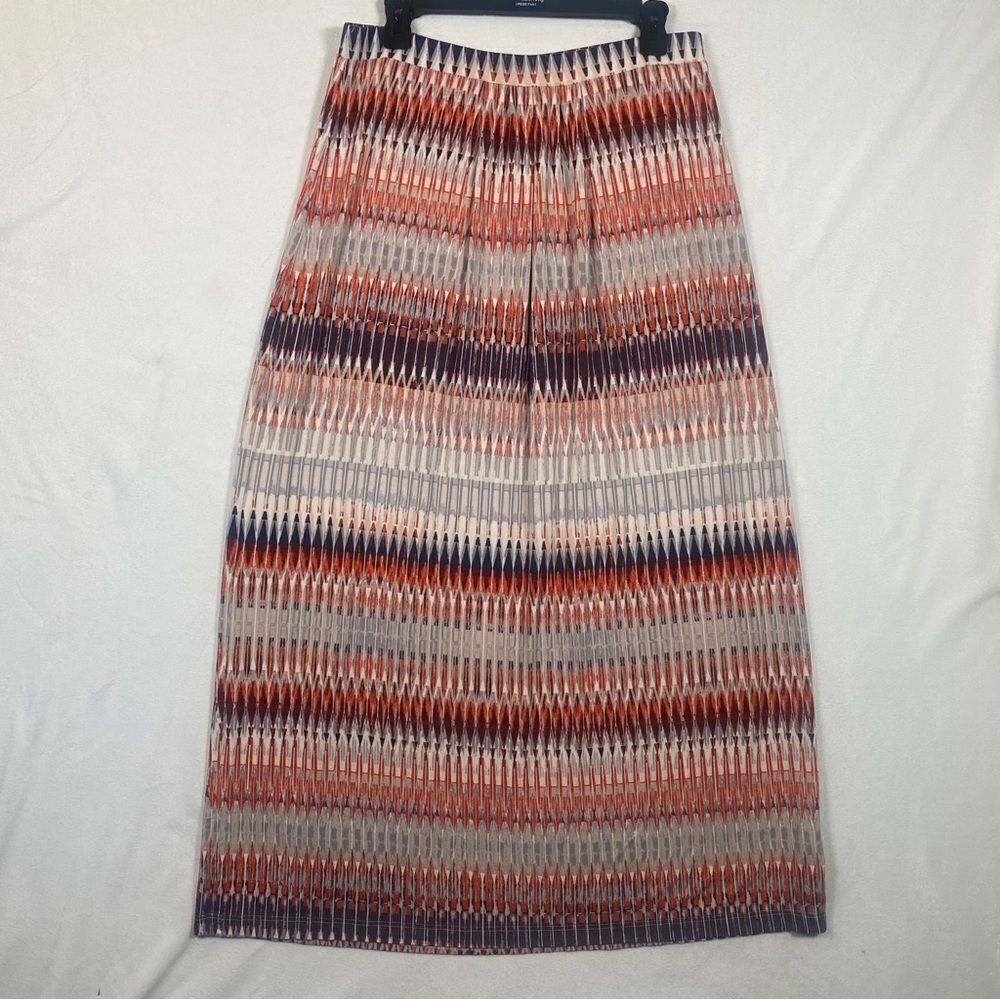 Lucy & Laurel Geo Design Orange, Cream and Blue Maxi Skirt Size Large